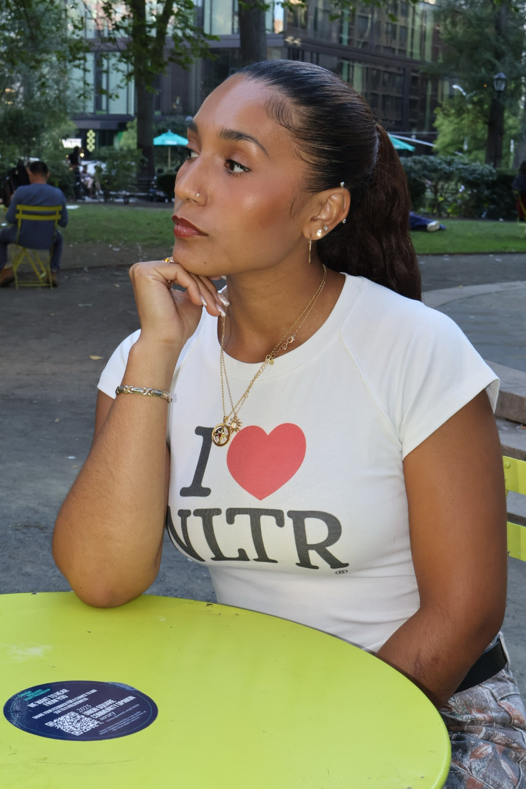 WOMENS "I ❤️ NLTR" BODY CON TOP- WHITE