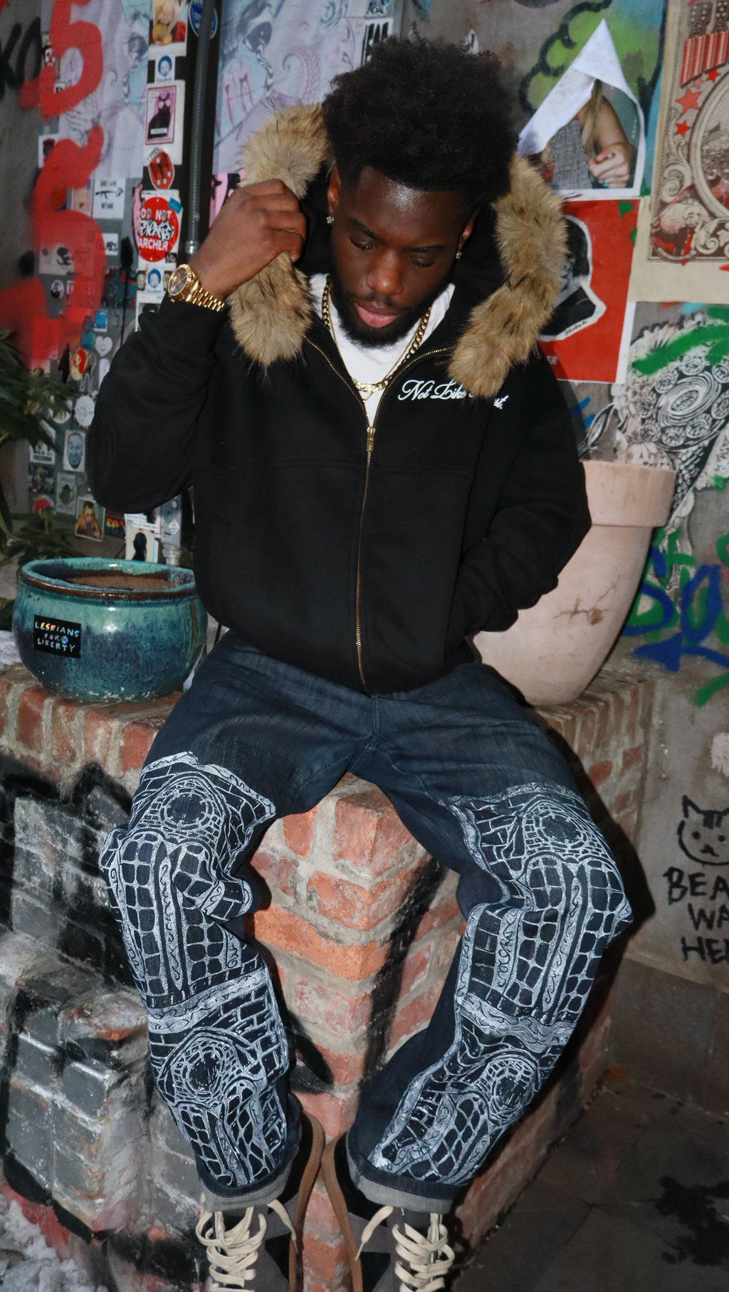 "The Art of Peace" Fur Lined Zip Up